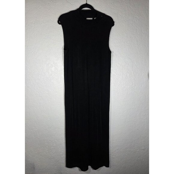 Chico's Travleres Slinky Black Sleeveless High Neck Tank Dress Size 2 Large - Picture 1 of 6